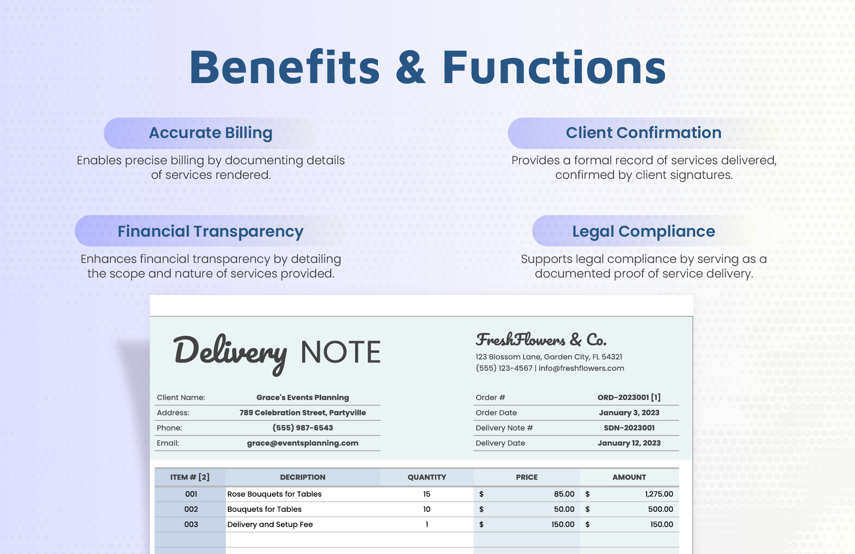 Service Delivery Note Template