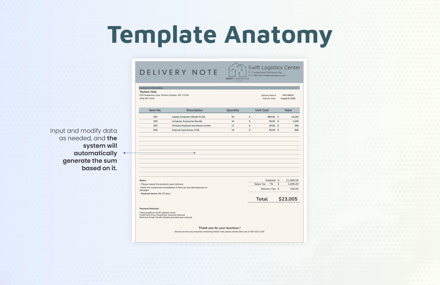 Warehouse Delivery Note Template