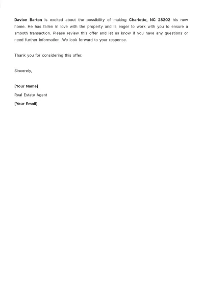 Free Real Estate Offer Letter Template to Edit Online