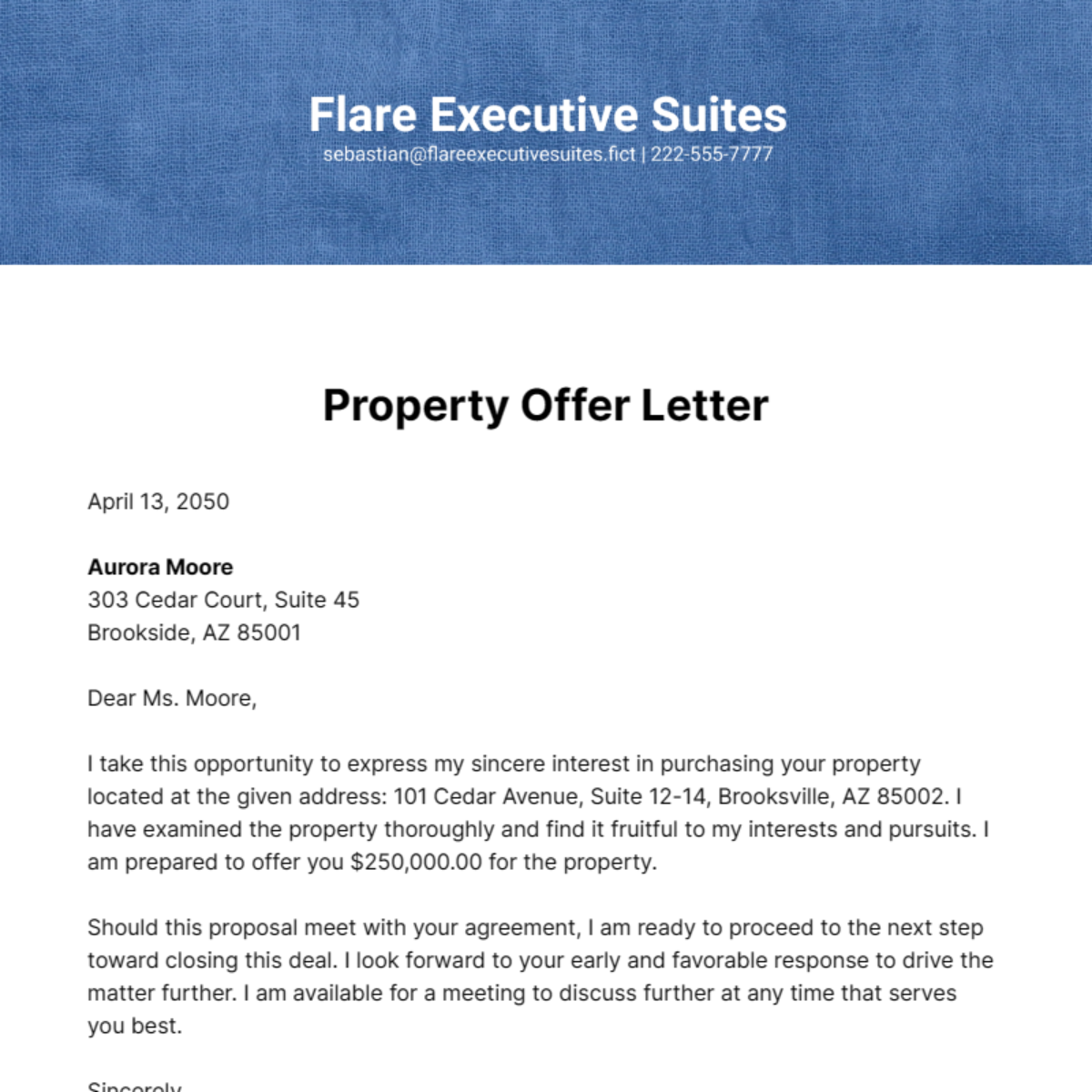 Property Offer Letter Template