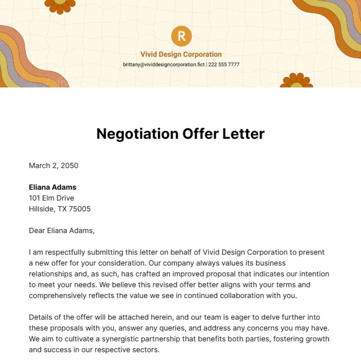 Negotiation Offer Letter Template