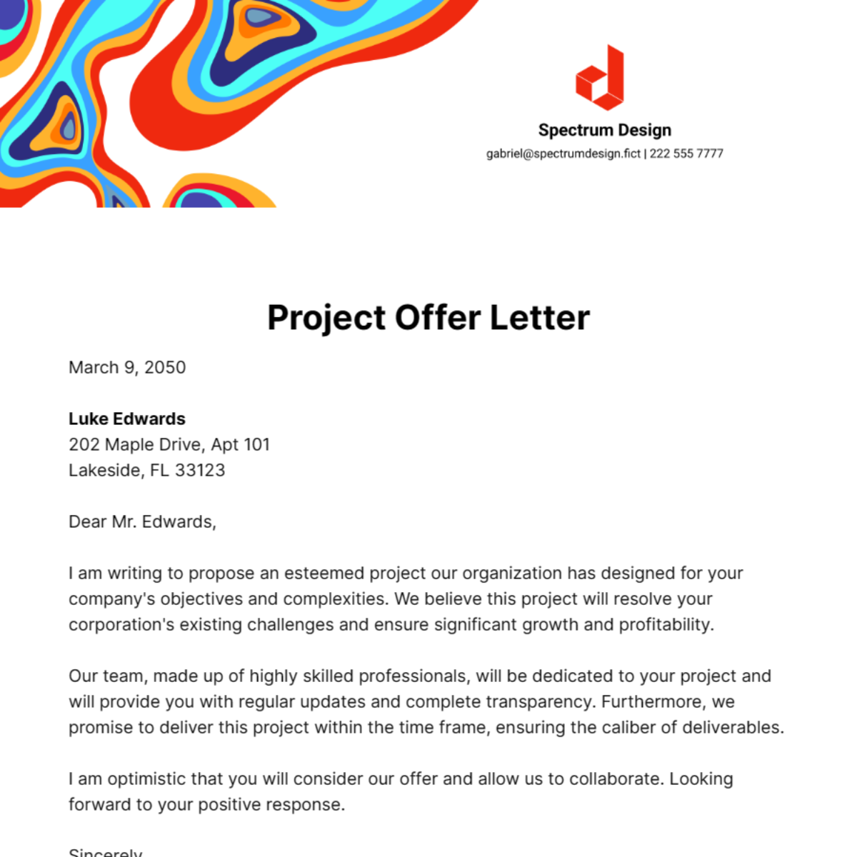 Project Offer Letter Template