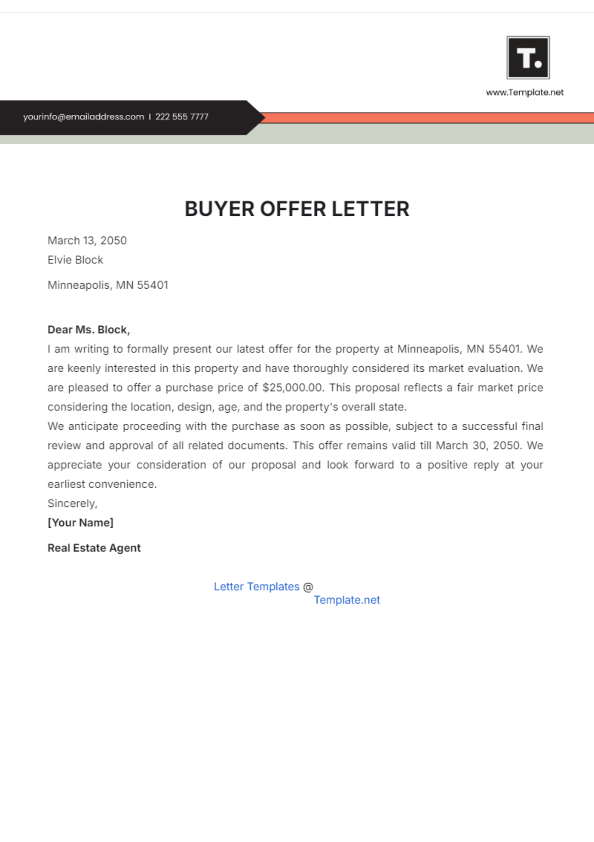 Buyer Offer Letter Template - Edit Online & Download