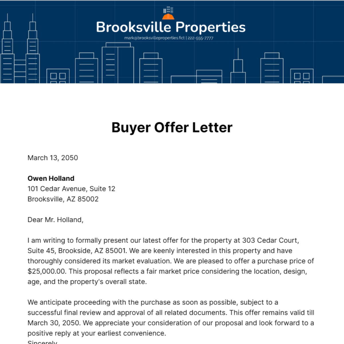 Buyer Offer Letter Template
