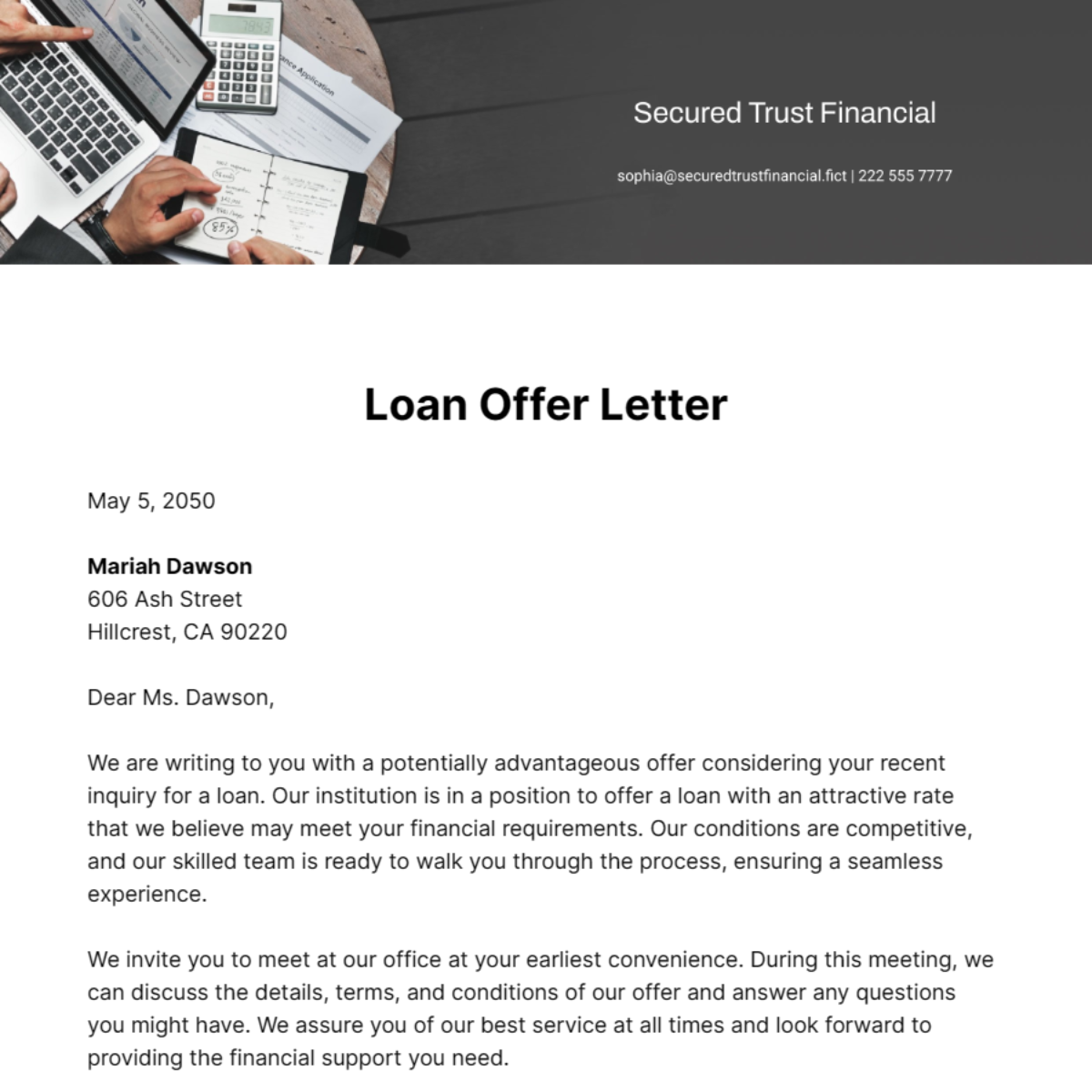Loan Offer Letter Template