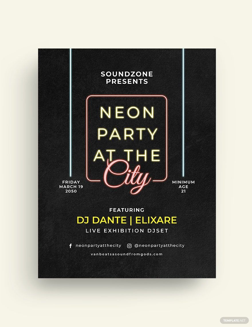 Glow the Dark Party Flyer Template