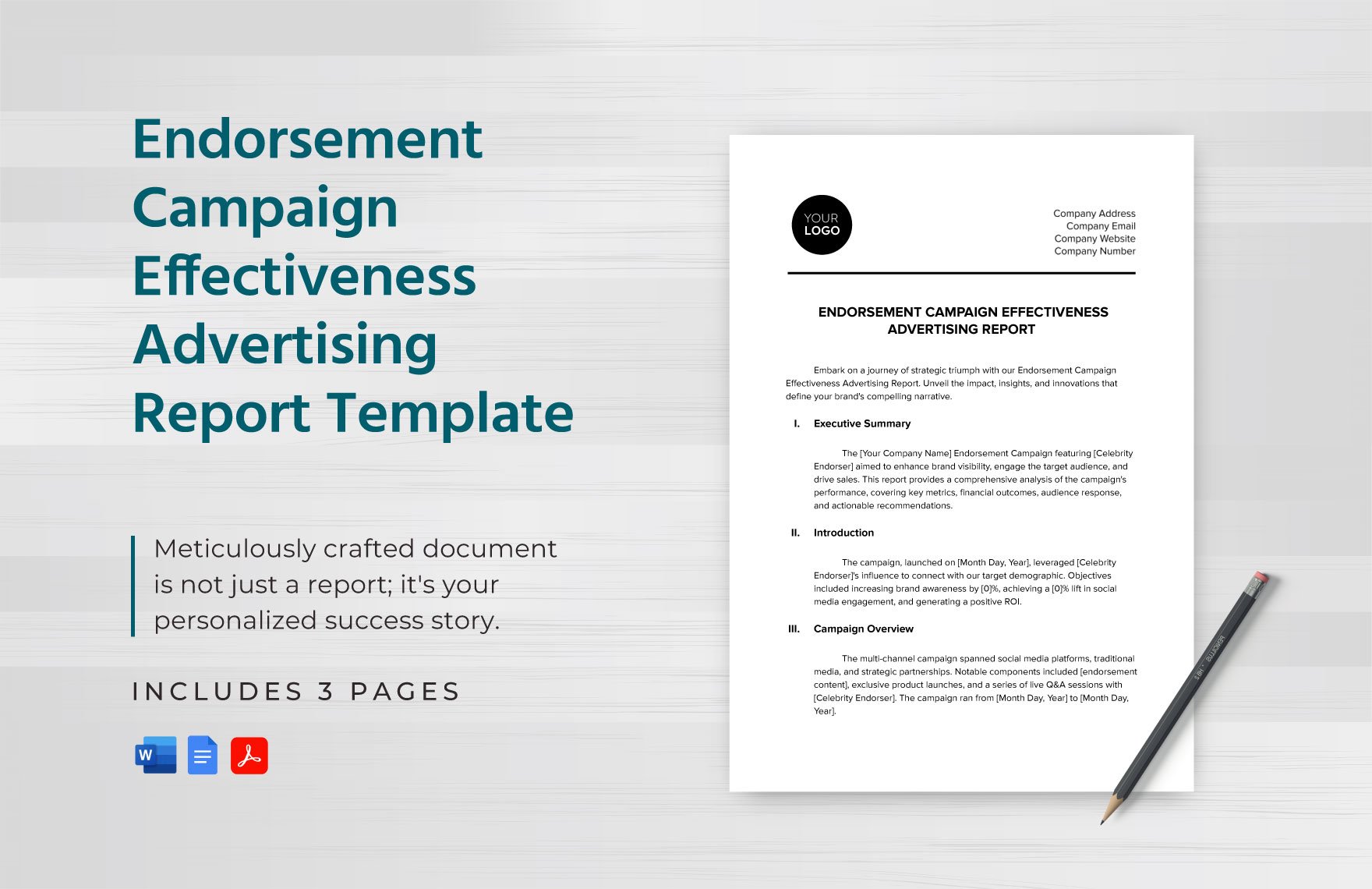Endorsement Campaign Effectiveness Advertising Report Template in Word, Google Docs, PDF
