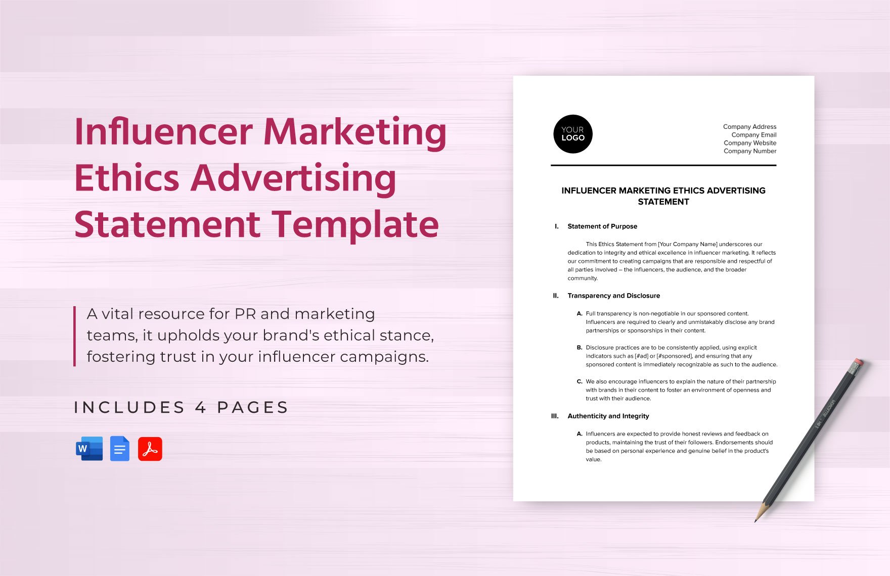 Influencer Marketing Ethics Advertising Statement Template