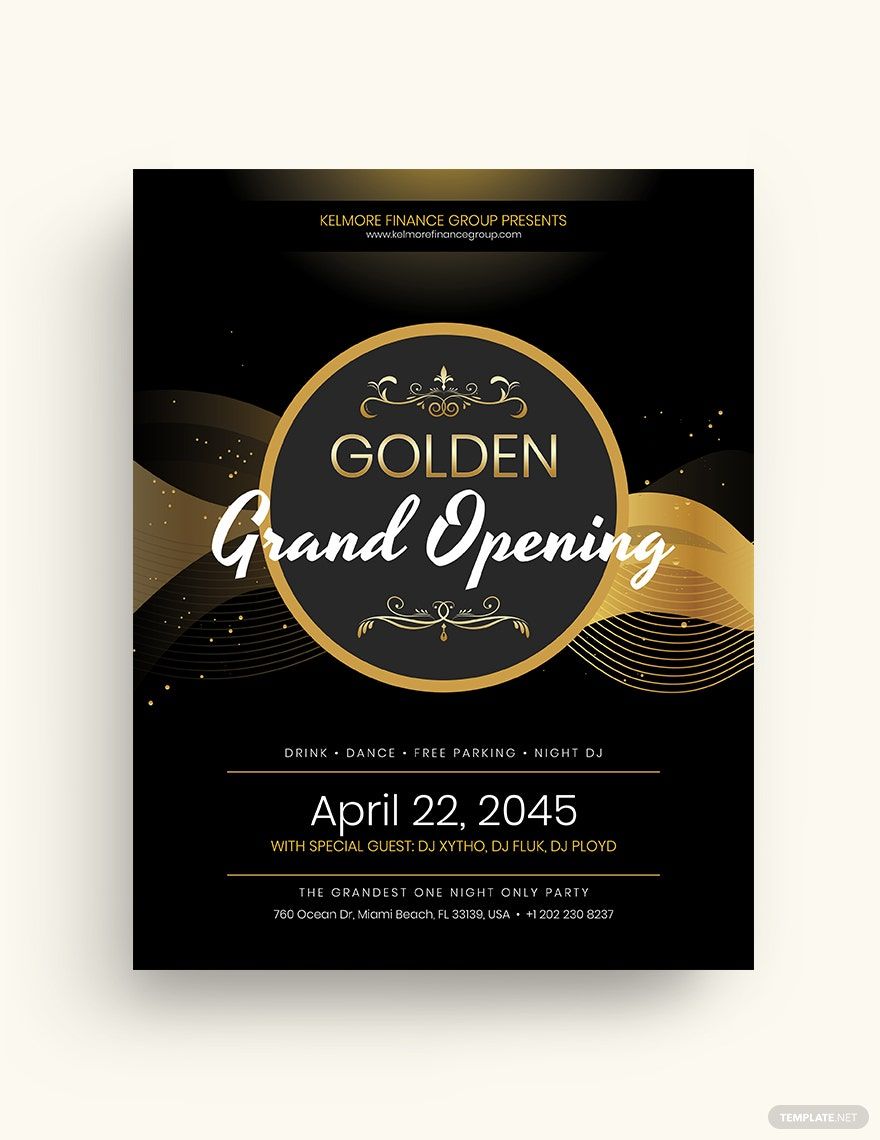 Golden Grand Opening Flyer Template