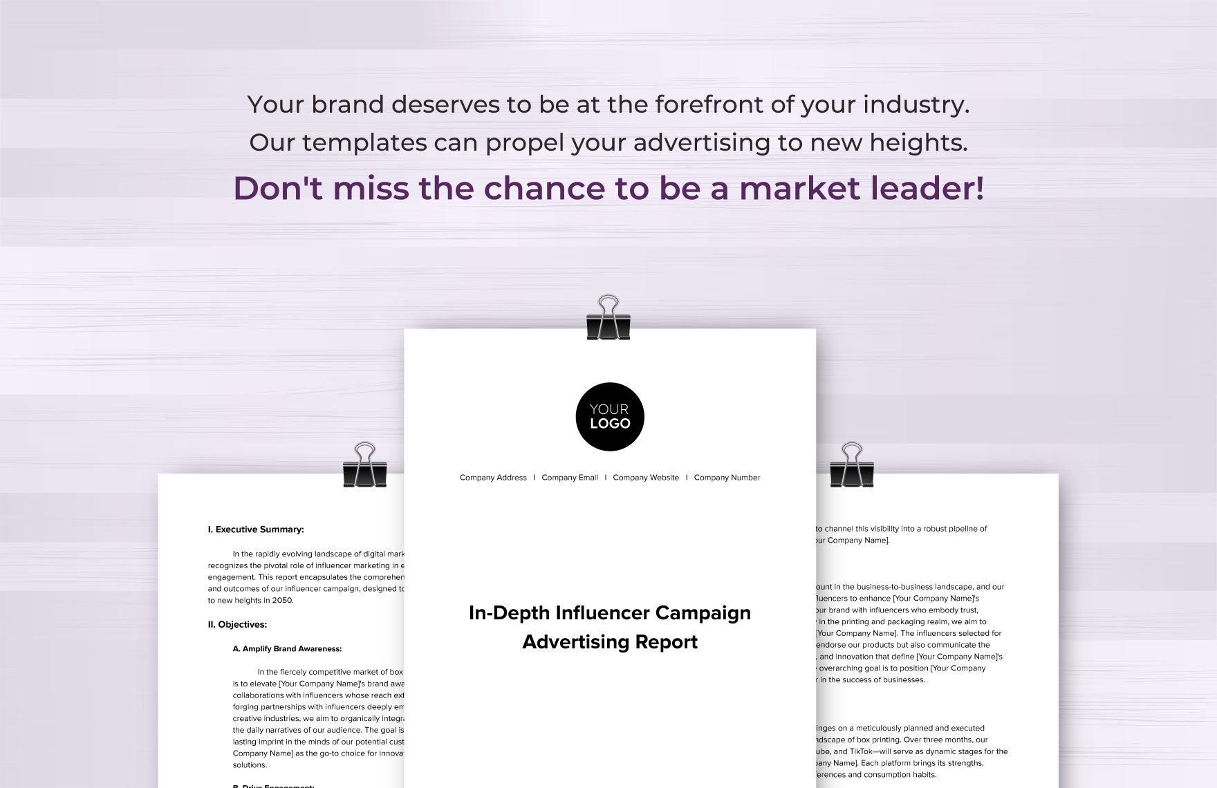 InDepth Influencer Campaign Advertising Report Template