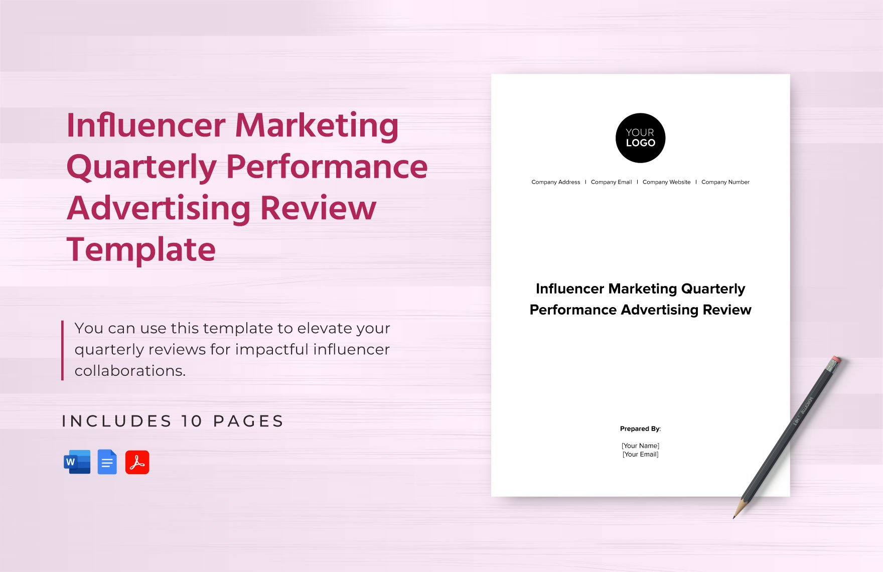 Influencer Marketing Quarterly Performance Advertising Review Template