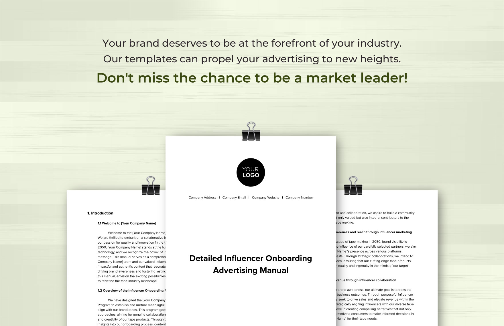 Detailed Influencer Onboarding Advertising Manual Template