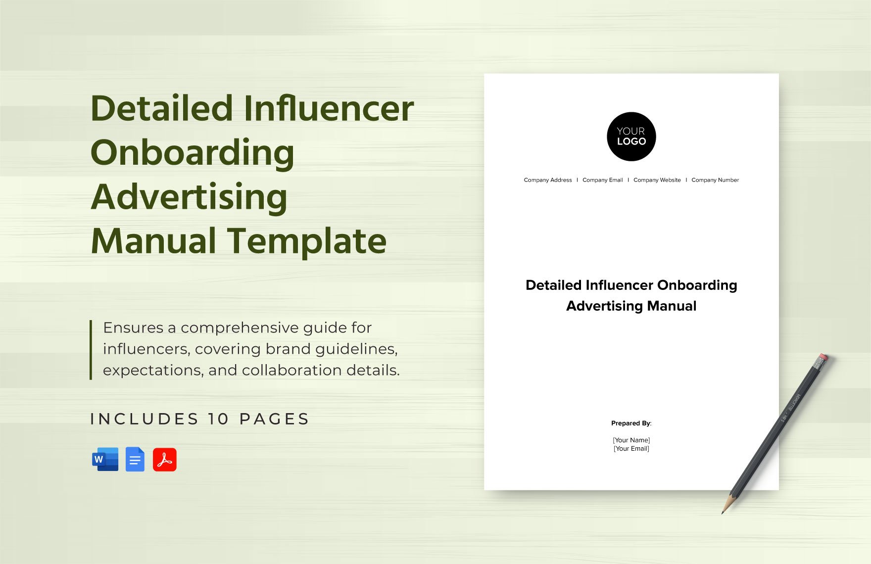 Detailed Influencer Onboarding Advertising Manual Template