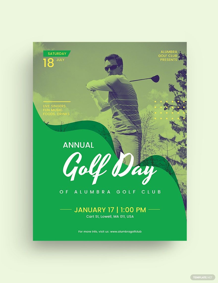 Golf Day Flyer Template in Word, Google Docs, Illustrator, PSD, Apple Pages, Publisher, InDesign