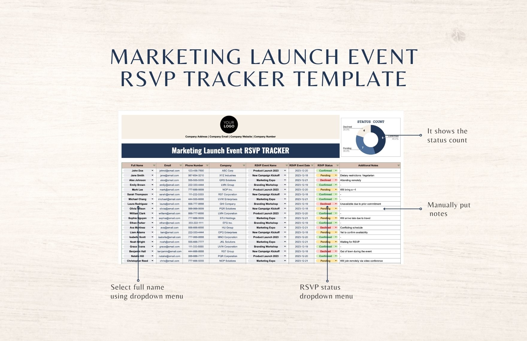 Marketing Launch Event RSVP Tracker Template