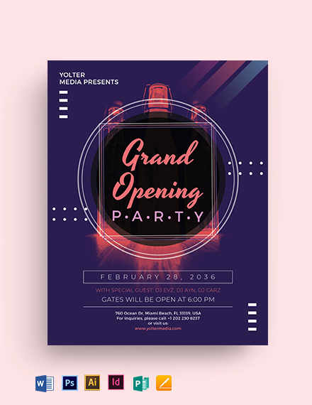 FREE Grand Opening Flyer Templates Word DOC PSD InDesign Apple Pages Publisher 