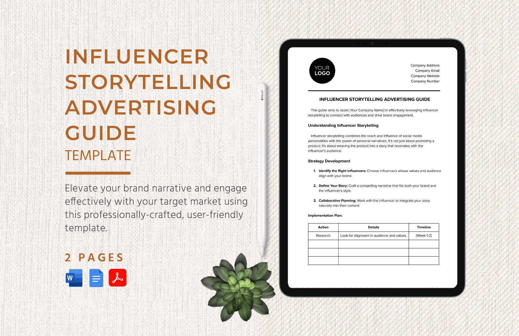 Influencer Storytelling Advertising Guide Template in Word, Google Docs, PDF