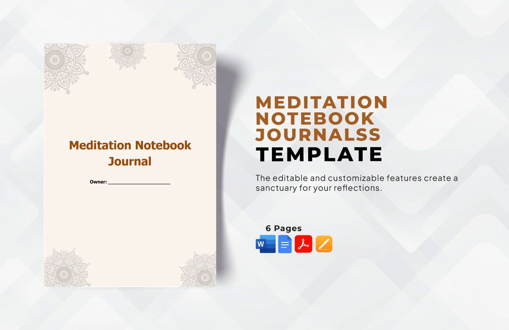 Meditation Notebook Journals Template