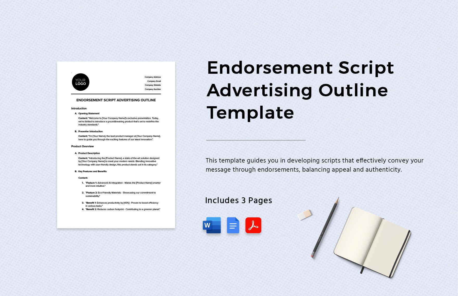 Endorsement Script Advertising Outline Template