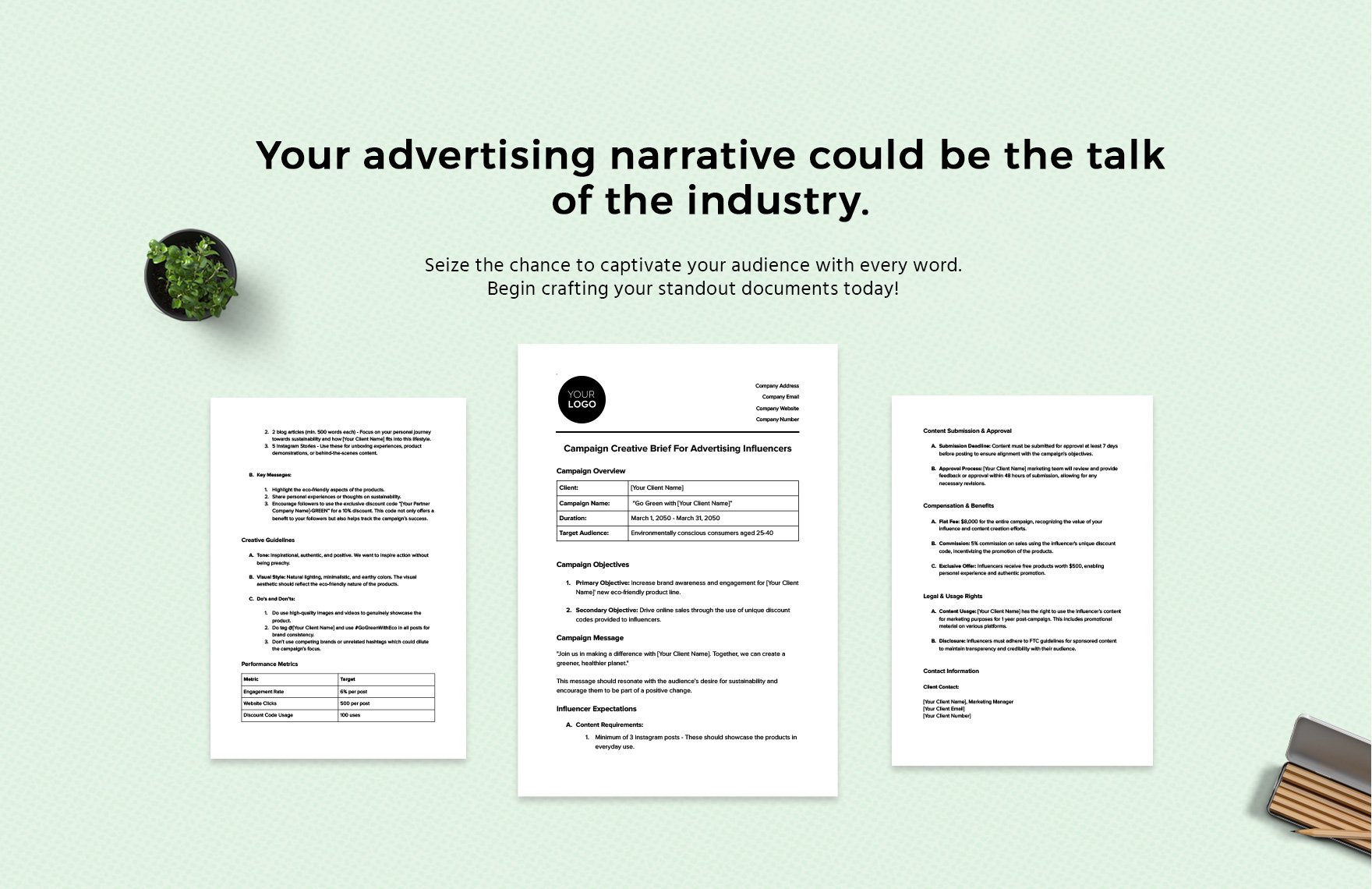 Campaign Creative Brief for Advertising Influencers Template