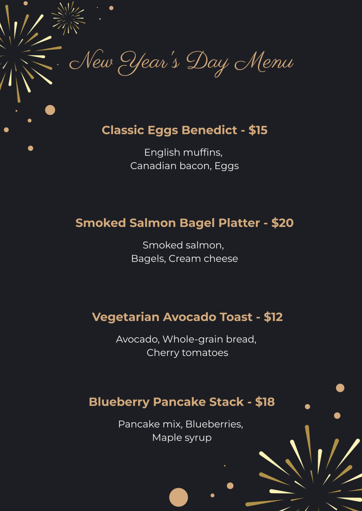 New Year's Day 2024 Menu Template