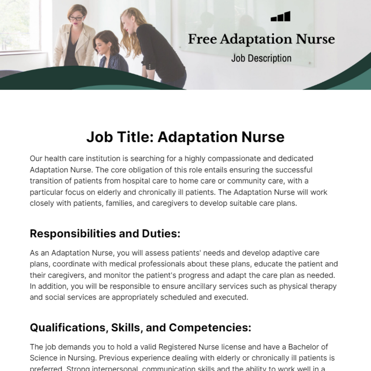 Free Adaptation Nurse Job Description Template
