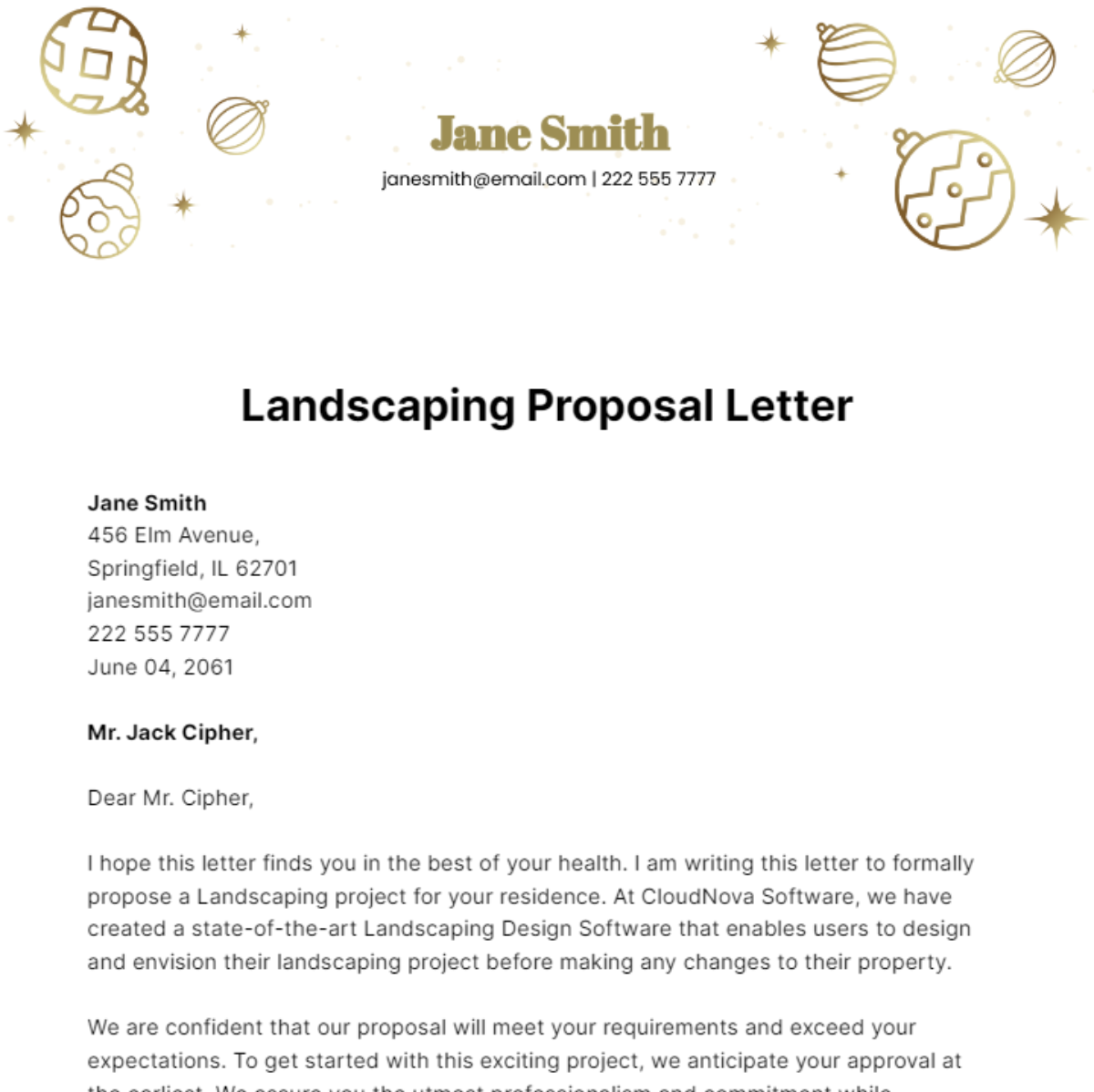 Landscaping Proposal Letter Template