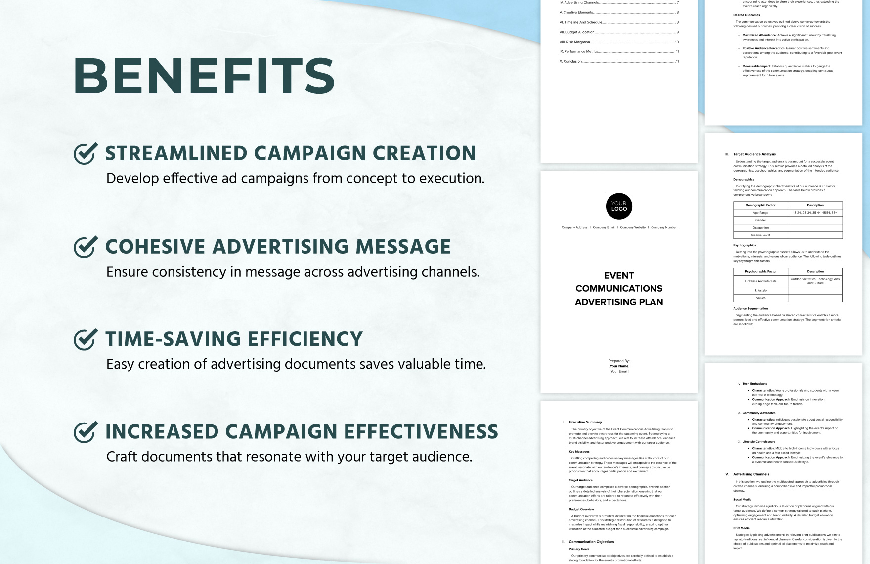 Event Communications Advertising Plan Template