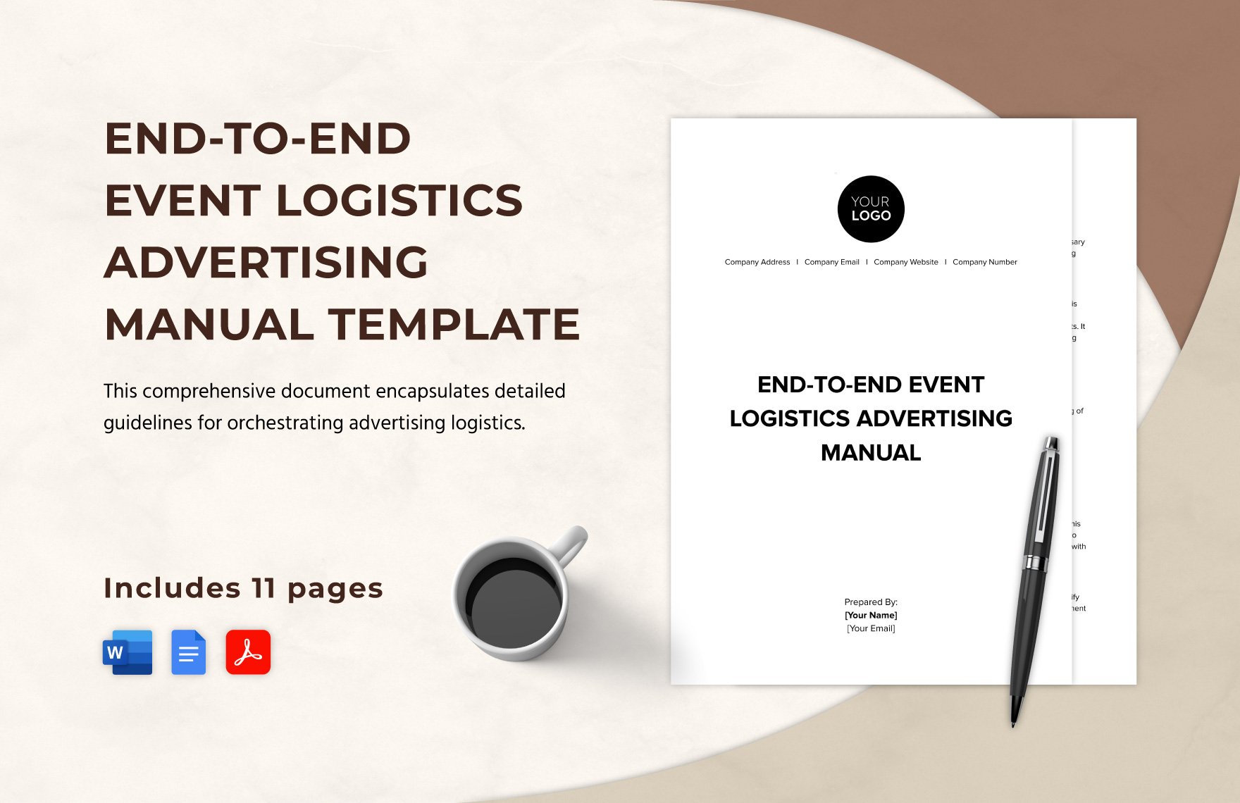 End-to-End Event Logistics Advertising Manual Template in Word, Google Docs, PDF
