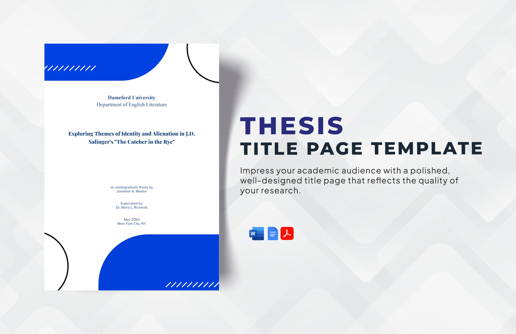 Free Thesis Title Page Template in Word, Google Docs, PDF