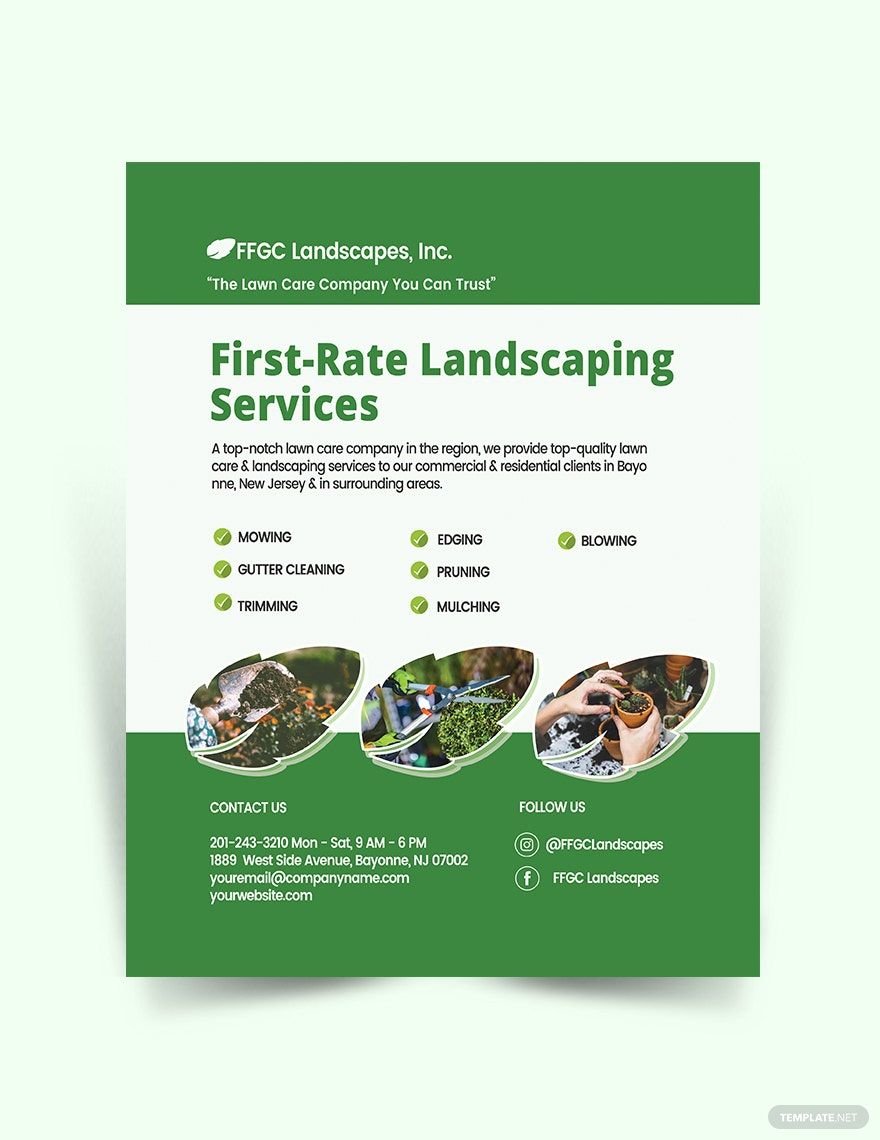 Free Lawn Landscaping Flyer Template in Word, Google Docs, Illustrator, PSD, Apple Pages, Publisher, InDesign