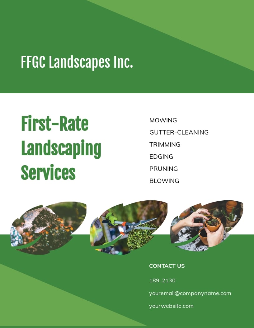 Landscaping Flyer Template Illustrator, Word, Apple Pages, Publisher