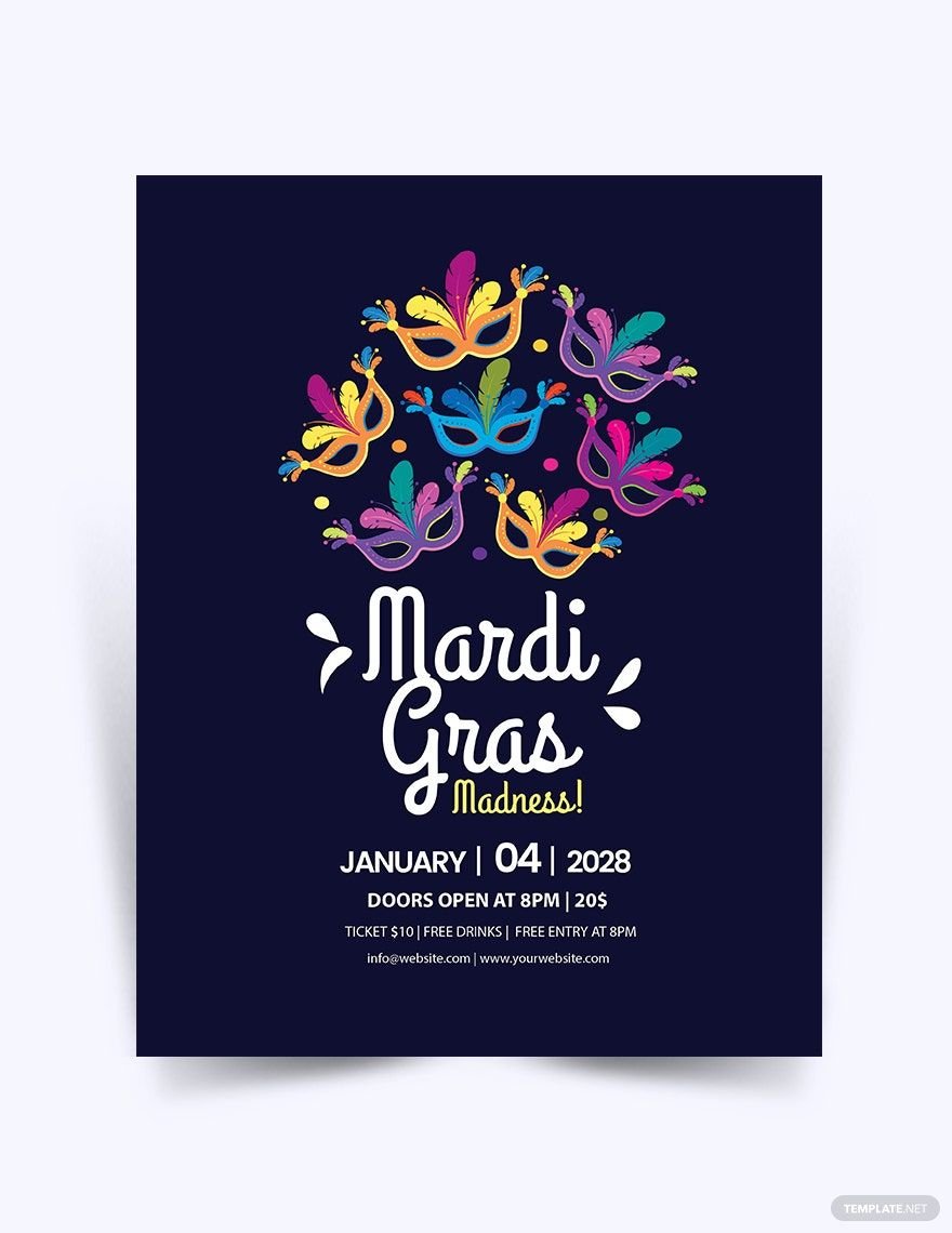 Mardi Gras Madness Flyer template