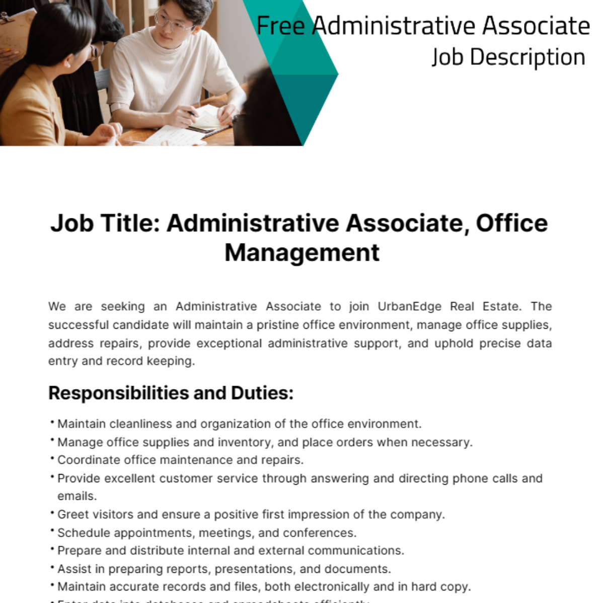 Administrative Associate Job Description Template