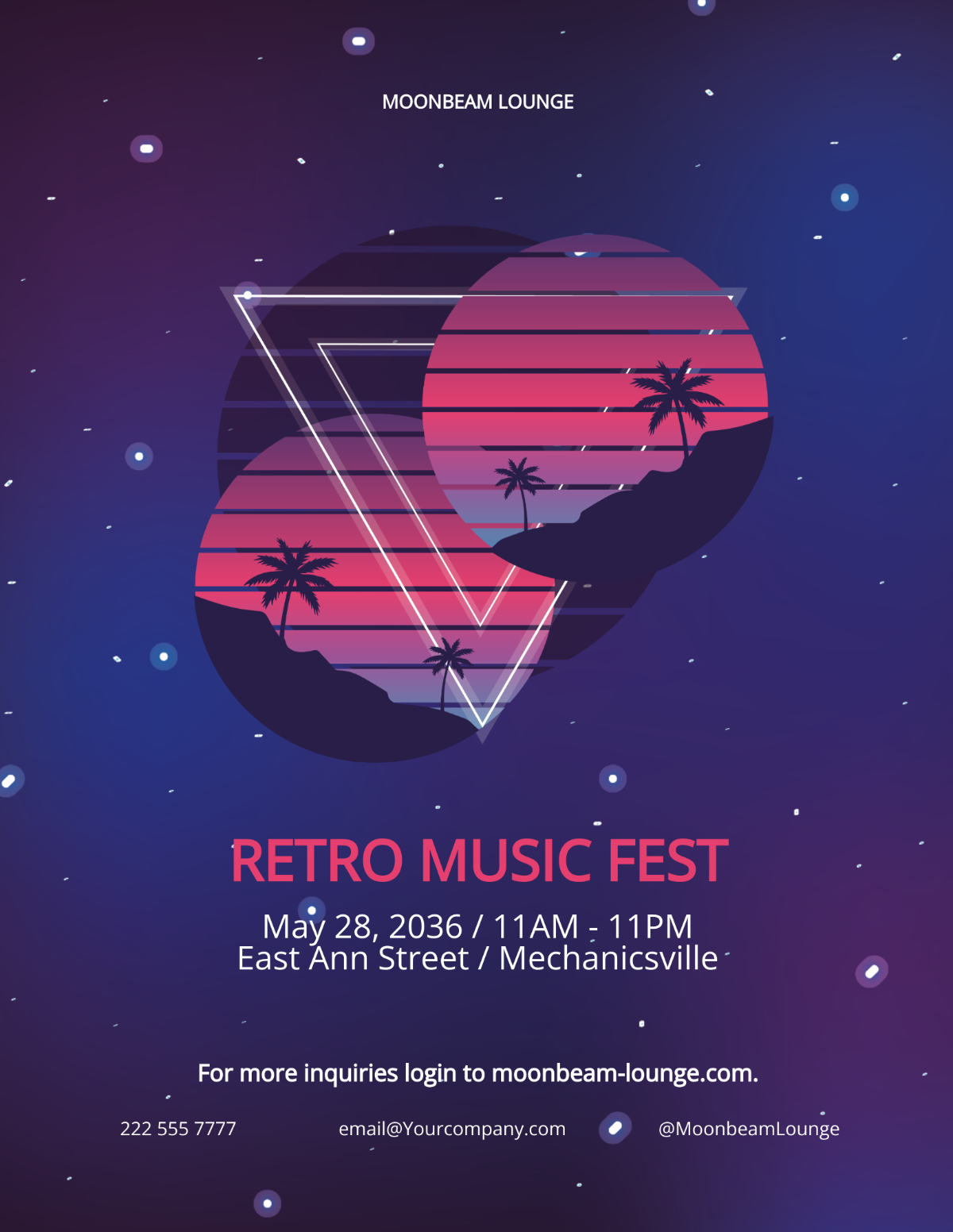 Free Miami Night 80s Synthwave Flyer Template