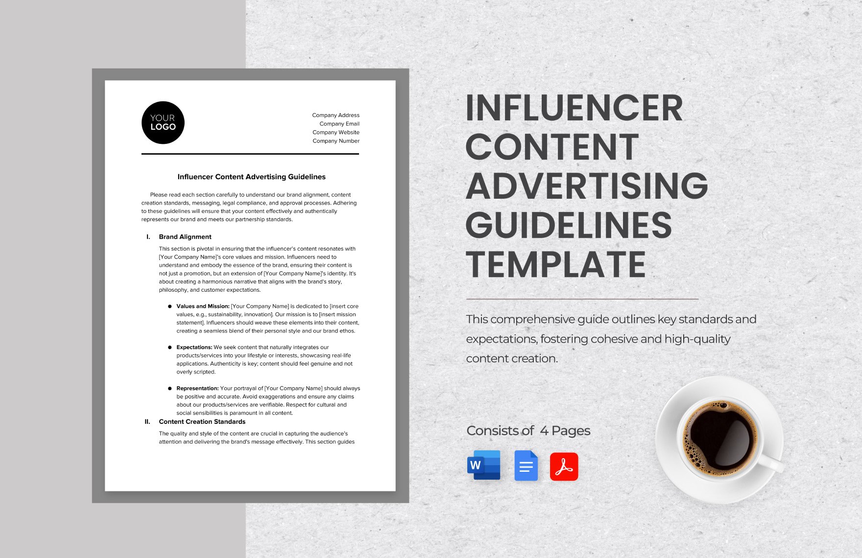 Influencer Content Advertising Guidelines Template in Word, Google Docs, PDF