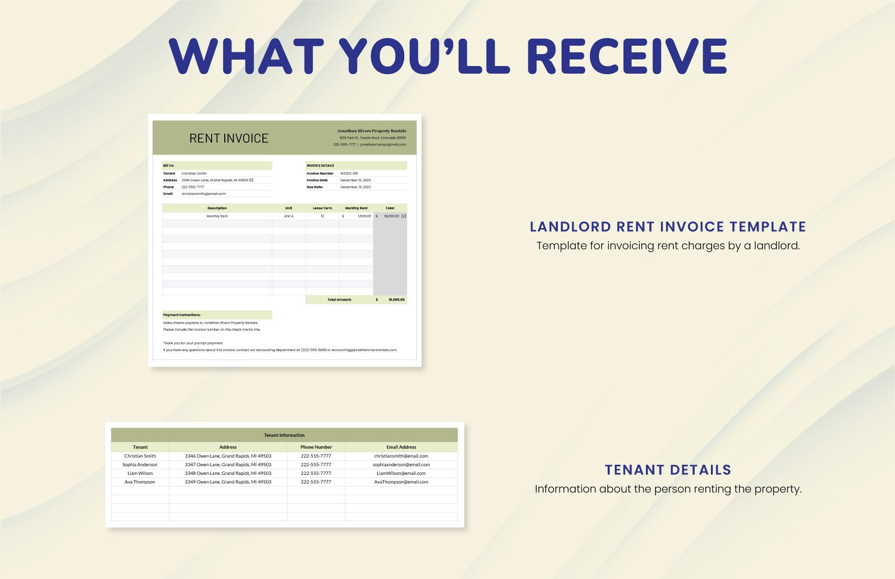 Landlord Rent Invoice Template