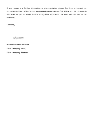 Free Immigration Letter from Employer Template to Edit Online