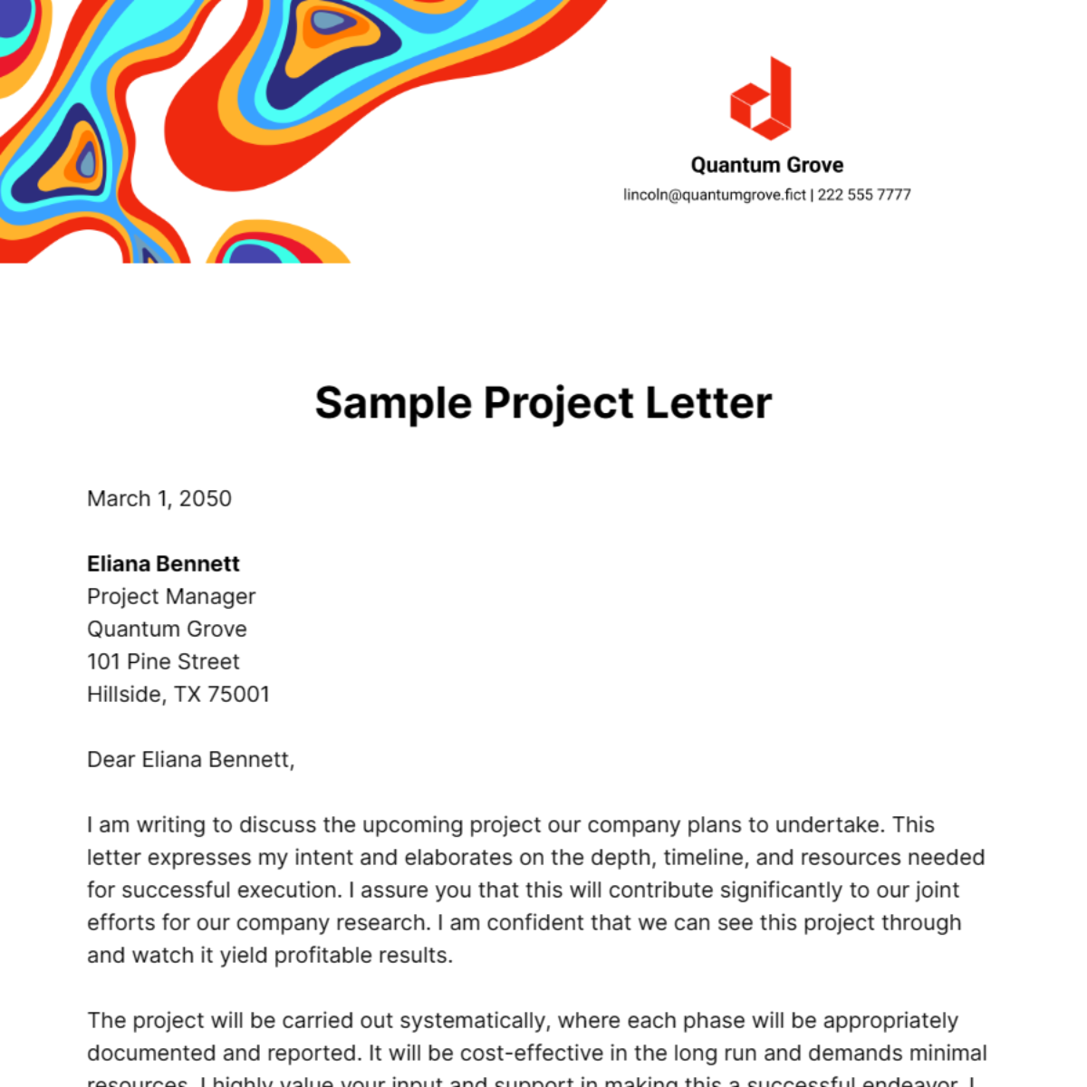 Sample Project Letter Template
