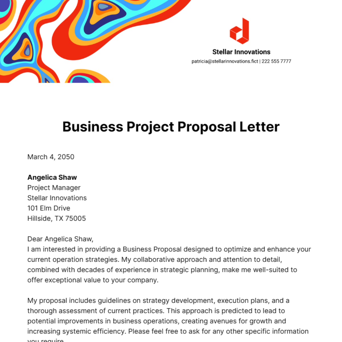 Business Project Proposal Letter Template