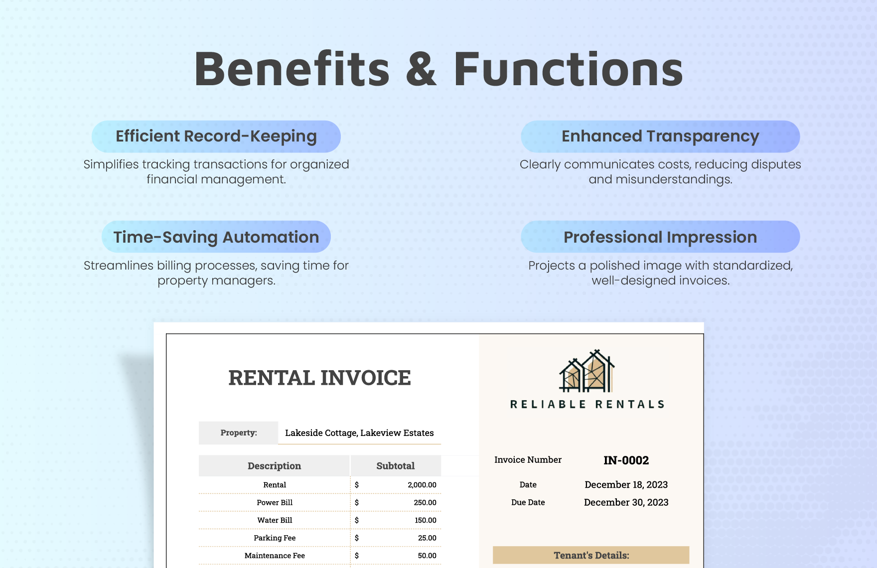 Short Term Rental Invoice Template