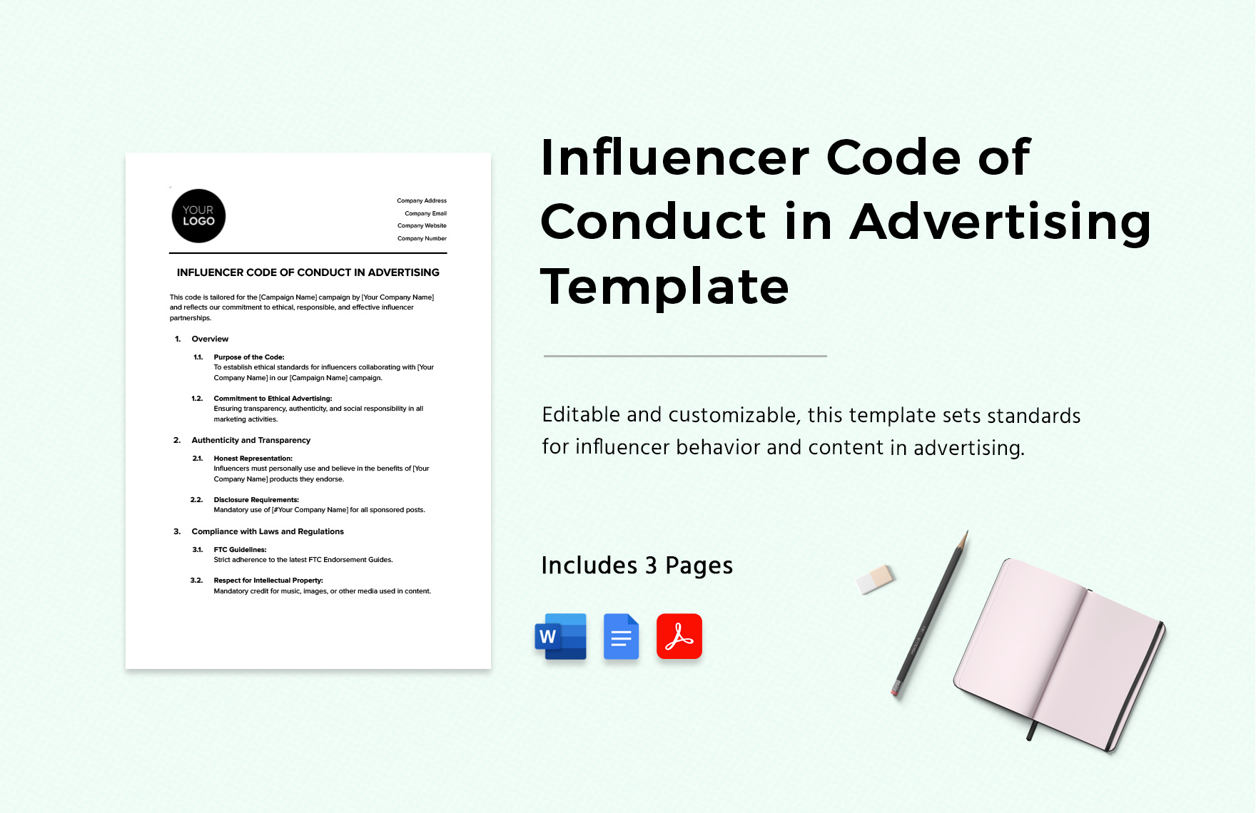 Influencer Code of Conduct in Advertising Template in Word, PDF