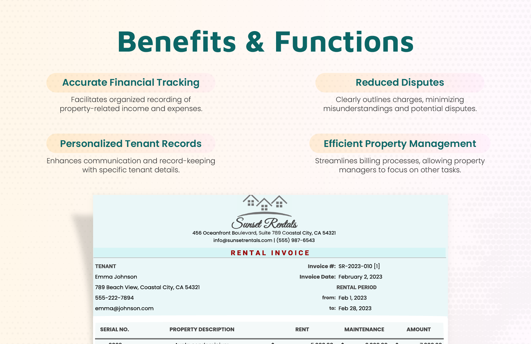 Property Rental Invoice Template