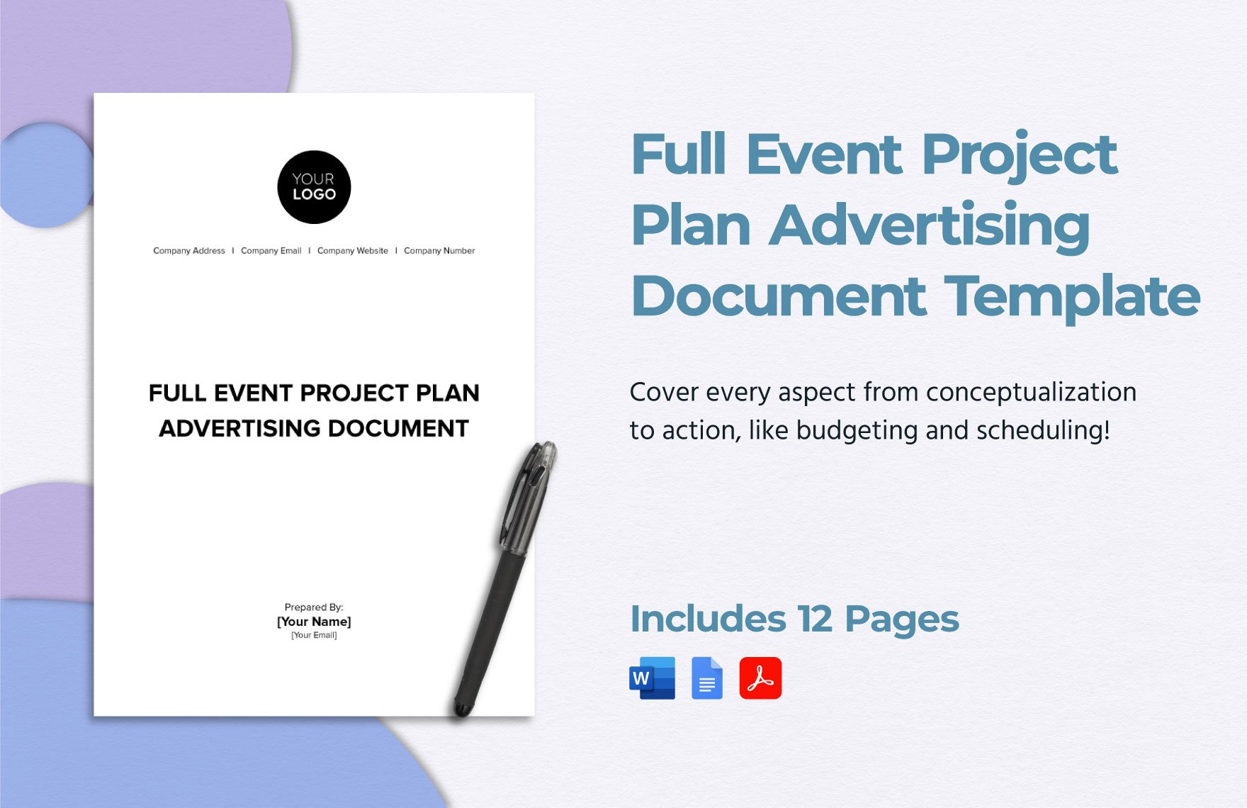 Full Event Project Plan Advertising Document Template in Word, Google Docs, PDF