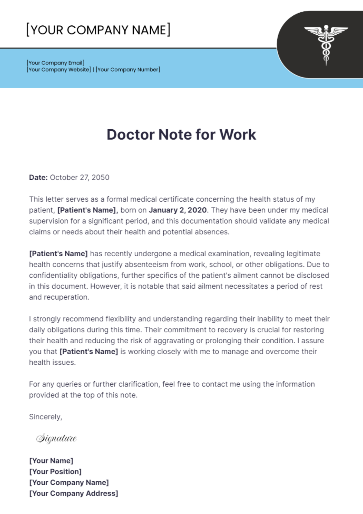 Doctor Note For Work Template - Edit Online & Download