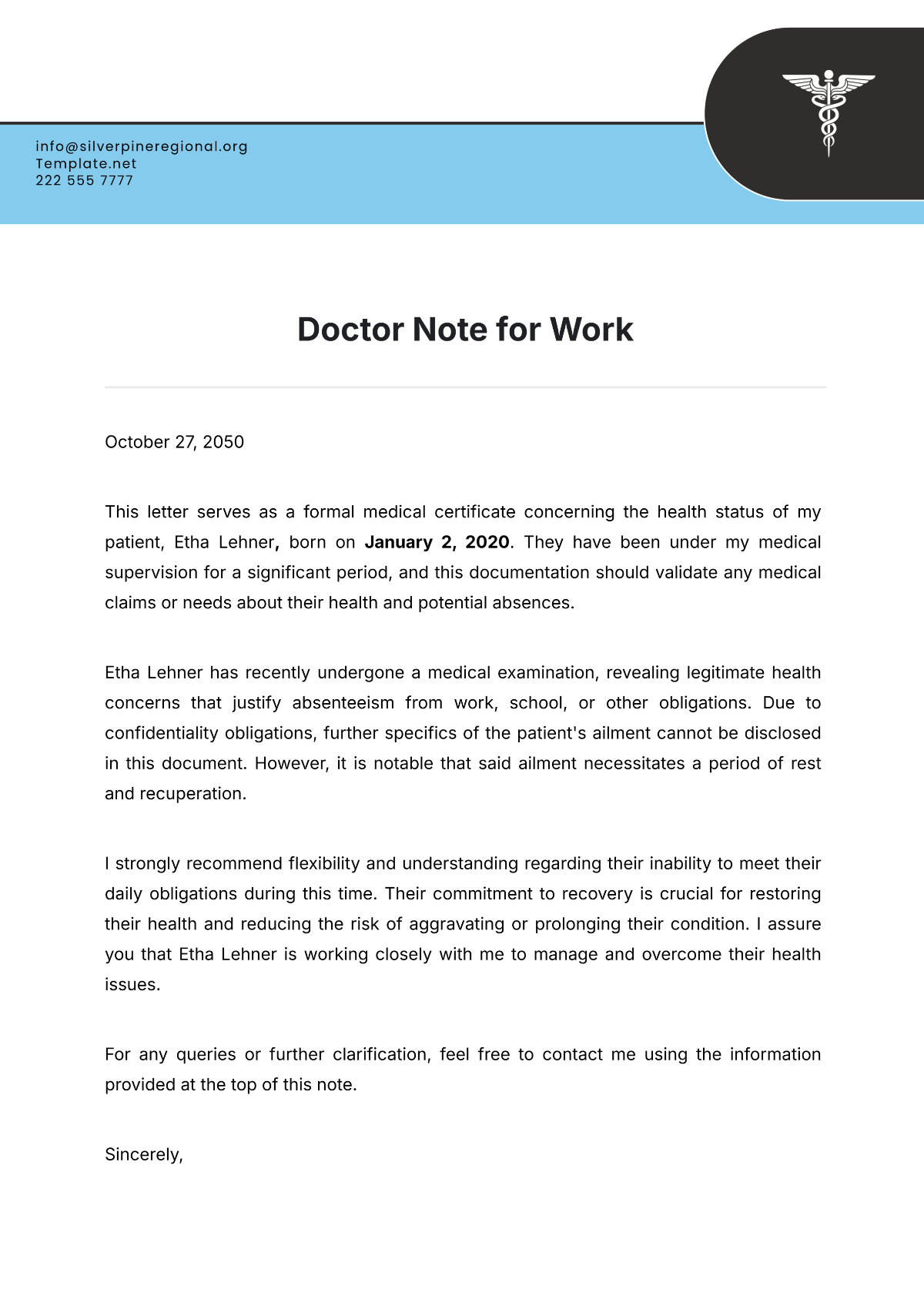 Doctor Note For Work Template - Edit Online & Download