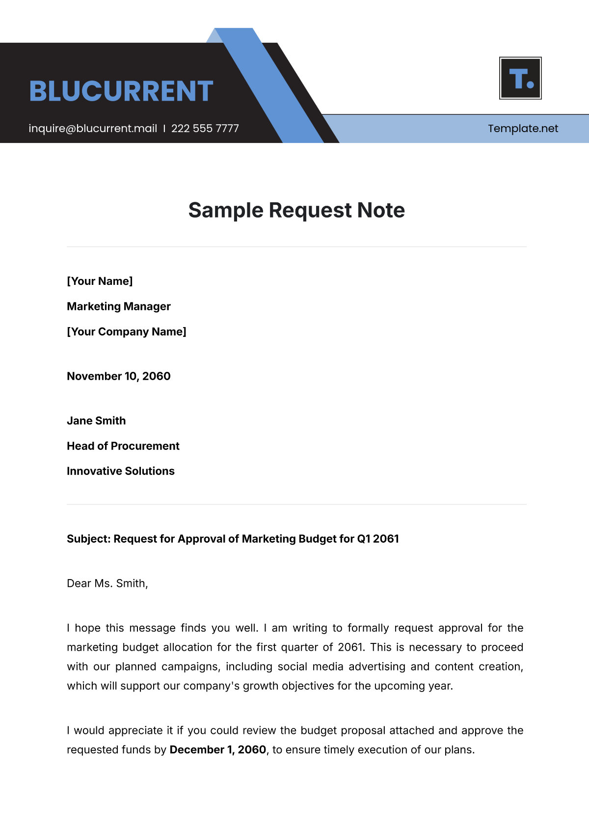 Sample Request Note Template - Edit Online & Download