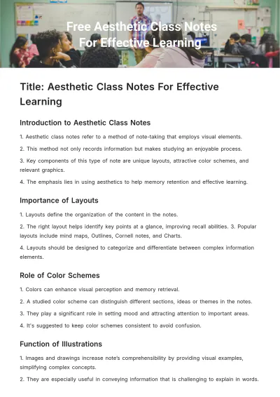 Free Aesthetic Class Note Template to Edit Online