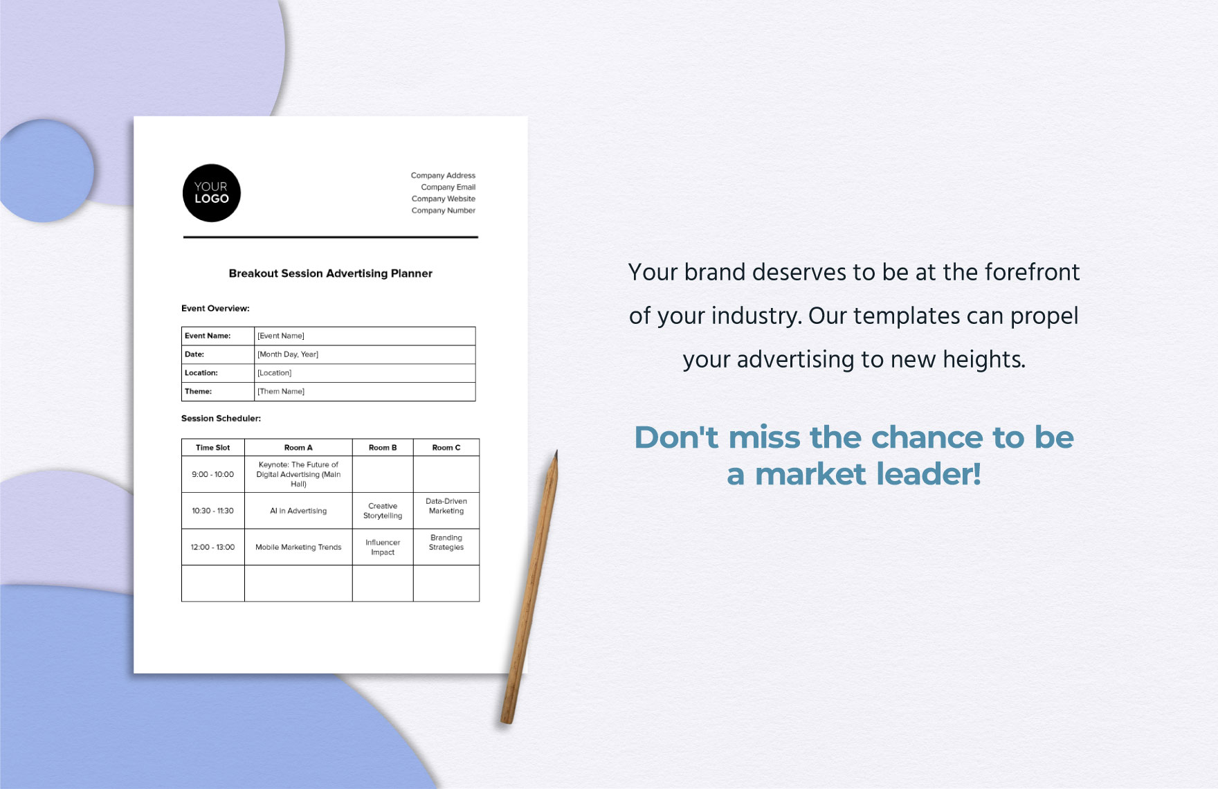Breakout Session Advertising Planner Template