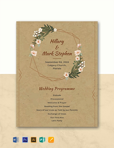 Traditional Wedding Program Template - Word | PSD | Apple Pages ...